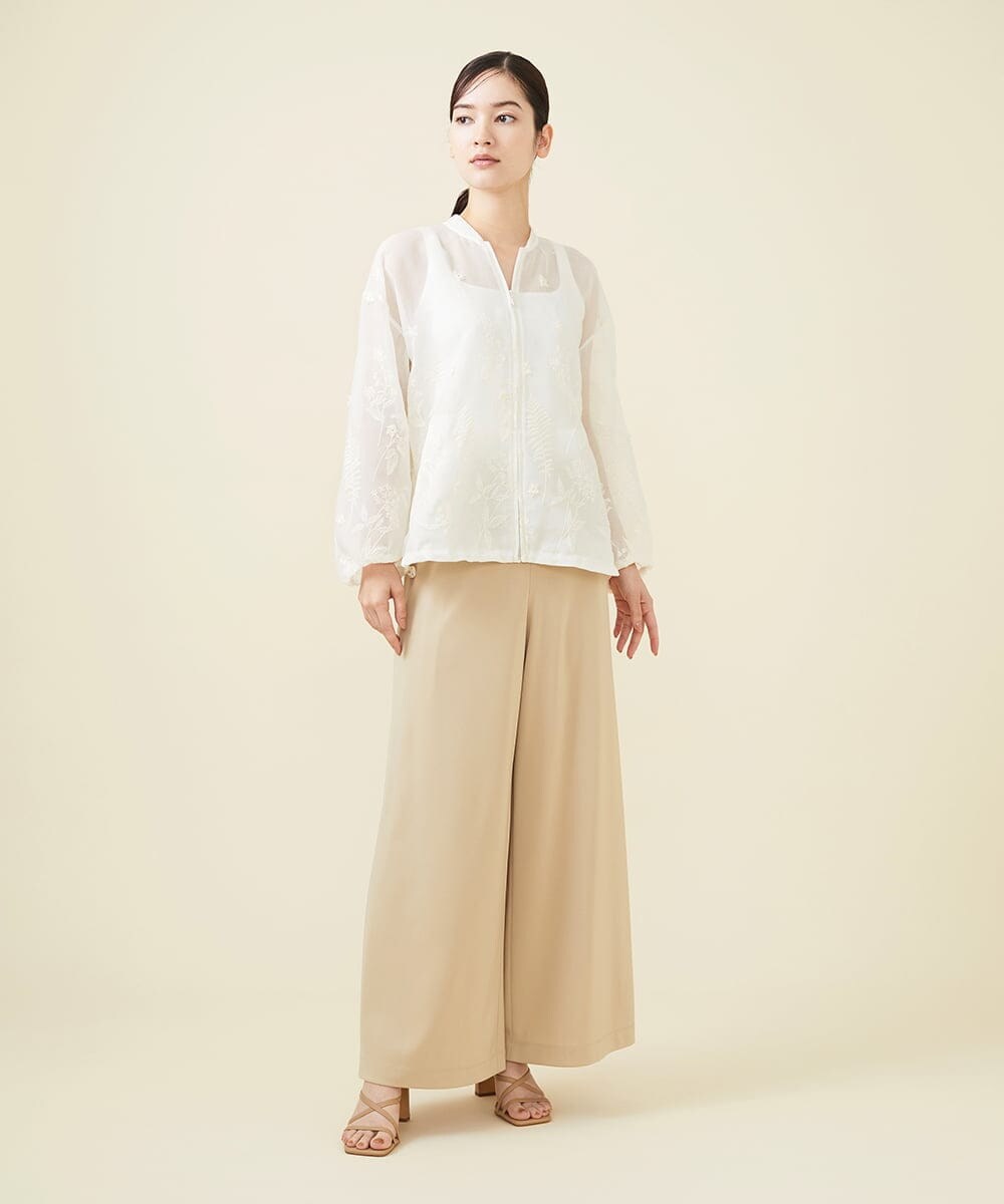 GYJGX01700 Sybilla(シビラ) ◆受注生産につき返品・交換・キャンセル不可◆ボタニカルガーデン刺繍シアーブルゾン ホワイト