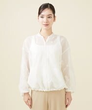 GYJGX01700 Sybilla(シビラ) ◆受注生産につき返品・交換・キャンセル不可◆ボタニカルガーデン刺繍シアーブルゾン ホワイト