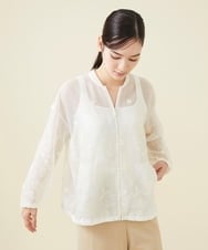 GYJGX01700 Sybilla(シビラ) ◆受注生産につき返品・交換・キャンセル不可◆ボタニカルガーデン刺繍シアーブルゾン ホワイト