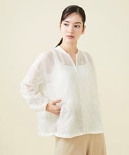 GYJGX01700 Sybilla(シビラ) ◆受注生産につき返品・交換・キャンセル不可◆ボタニカルガーデン刺繍シアーブルゾン ホワイト