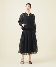 GYJGX01700 Sybilla(シビラ) ◆受注生産につき返品・交換・キャンセル不可◆ボタニカルガーデン刺繍シアーブルゾン ブラック