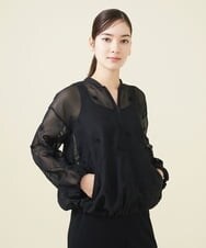 GYJGX01700 Sybilla(シビラ) ◆受注生産につき返品・交換・キャンセル不可◆ボタニカルガーデン刺繍シアーブルゾン ブラック