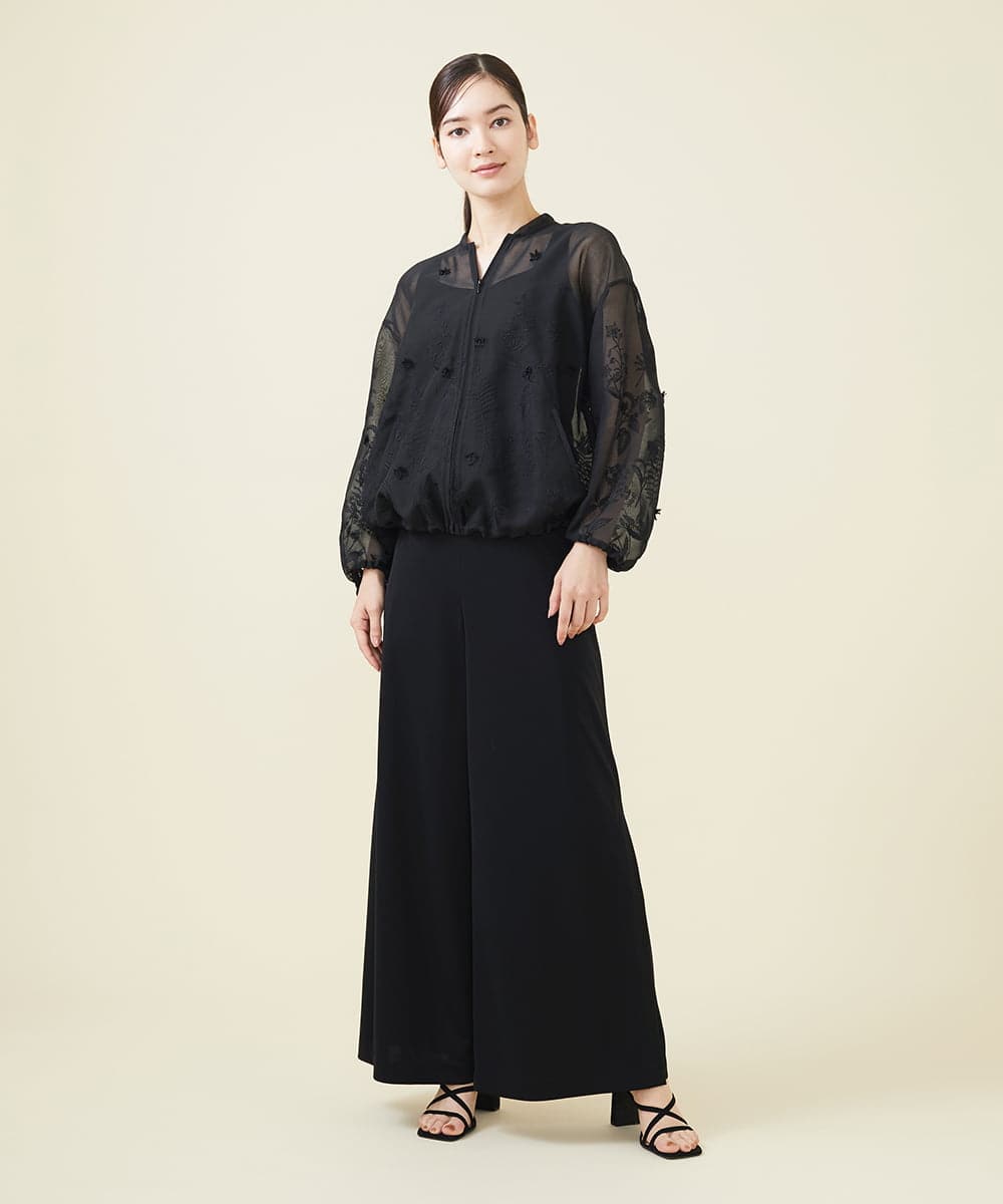 GYJGX01700 Sybilla(シビラ) ◆受注生産につき返品・交換・キャンセル不可◆ボタニカルガーデン刺繍シアーブルゾン ブラック