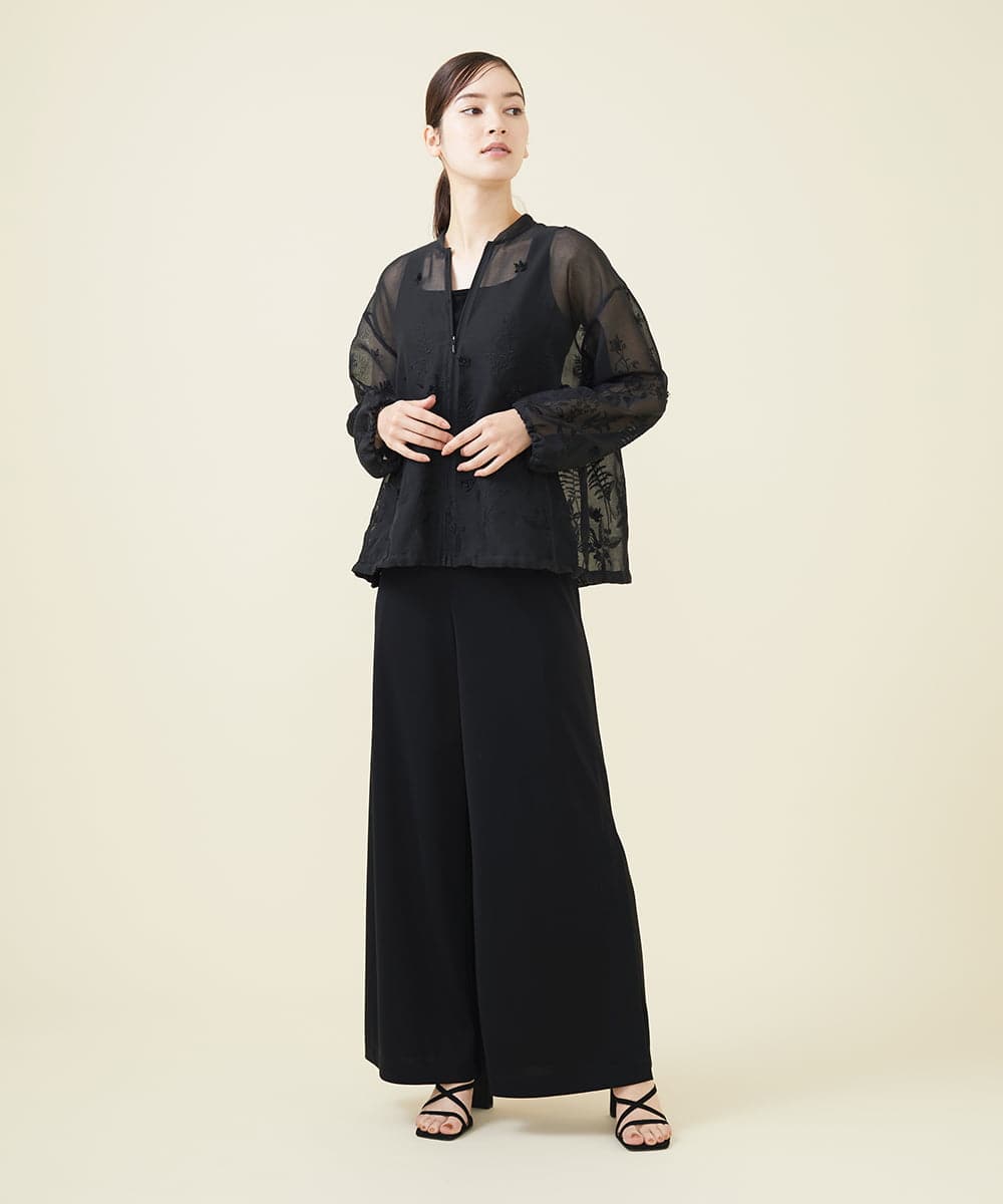 GYJGX01700 Sybilla(シビラ) ◆受注生産につき返品・交換・キャンセル不可◆ボタニカルガーデン刺繍シアーブルゾン ブラック
