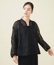 GYJGX01700 Sybilla(シビラ) ◆受注生産につき返品・交換・キャンセル不可◆ボタニカルガーデン刺繍シアーブルゾン ブラック