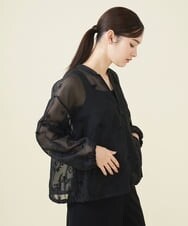 GYJGX01700 Sybilla(シビラ) ◆受注生産につき返品・交換・キャンセル不可◆ボタニカルガーデン刺繍シアーブルゾン ブラック