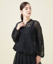 GYJGX01700 Sybilla(シビラ) ◆受注生産につき返品・交換・キャンセル不可◆ボタニカルガーデン刺繍シアーブルゾン ブラック