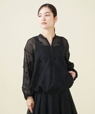 GYJGX01700 Sybilla(シビラ) ◆受注生産につき返品・交換・キャンセル不可◆ボタニカルガーデン刺繍シアーブルゾン ブラック