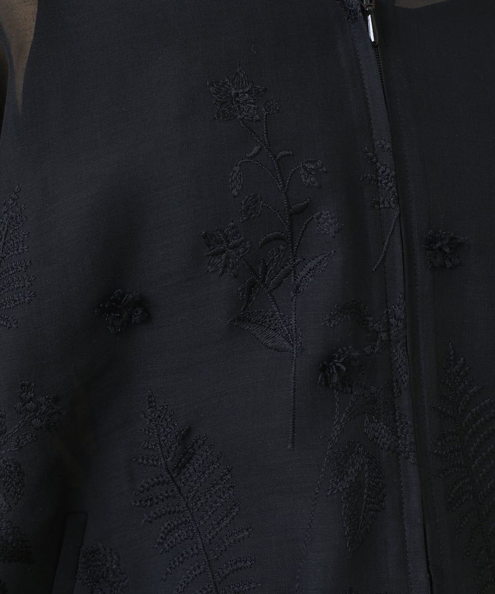 GYJGX01700 Sybilla(シビラ) ◆受注生産につき返品・交換・キャンセル不可◆ボタニカルガーデン刺繍シアーブルゾン ブラック