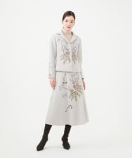 GYJVF03110 Sybilla(シビラ) ◆受注生産◆ブーケフラワー刺繍ジャケット ライトグレー
