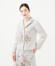 GYJVF03110 Sybilla(シビラ) ◆受注生産◆ブーケフラワー刺繍ジャケット ライトグレー