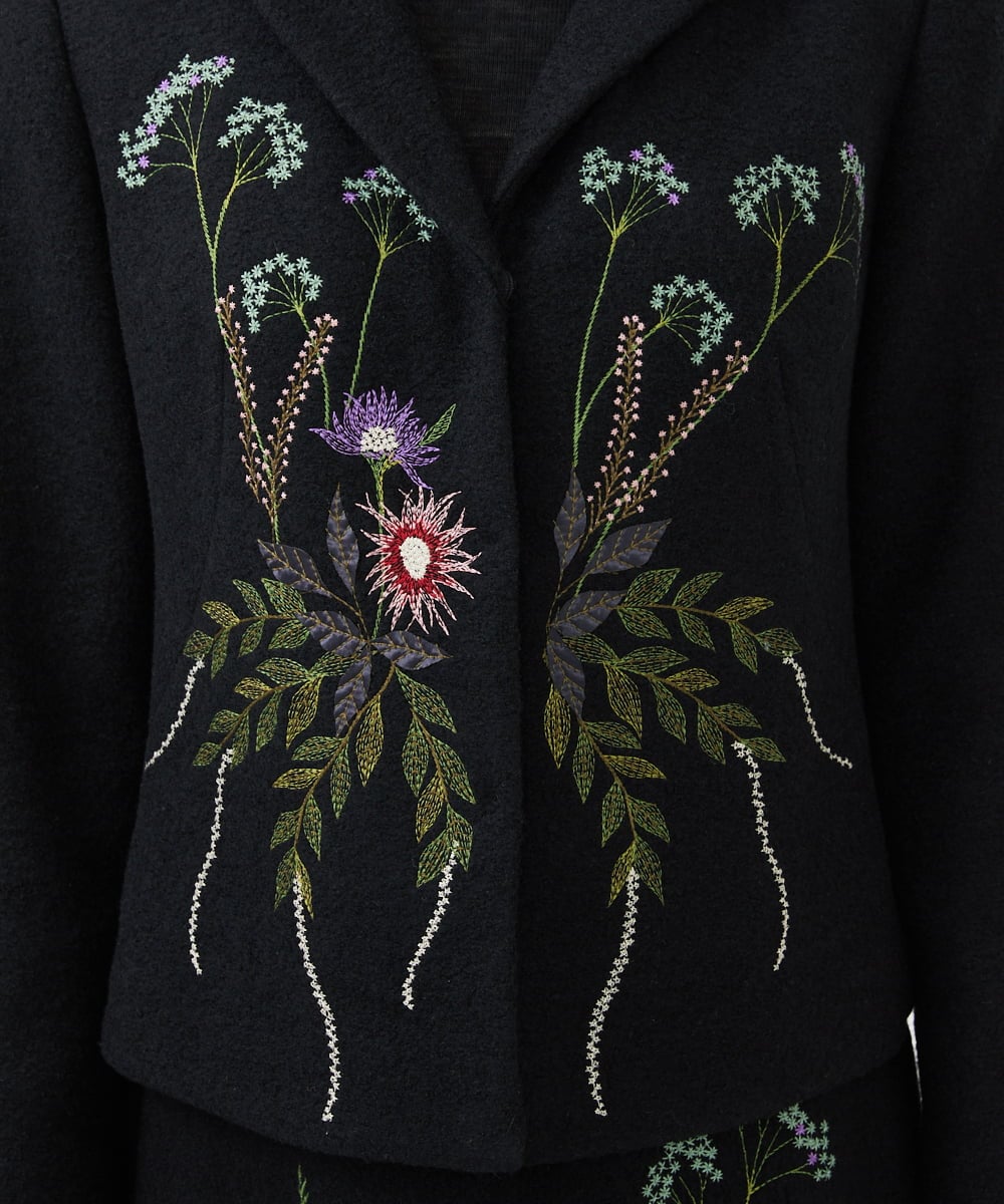 GYJVF03110 Sybilla(シビラ) ◆受注生産◆ブーケフラワー刺繍ジャケット ブラック