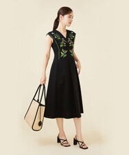 GYPGX01900 Sybilla(シビラ) ◆受注生産につき返品・交換・キャンセル不可◆ボタニカルガーデン刺繍ジャージードレス ブラック