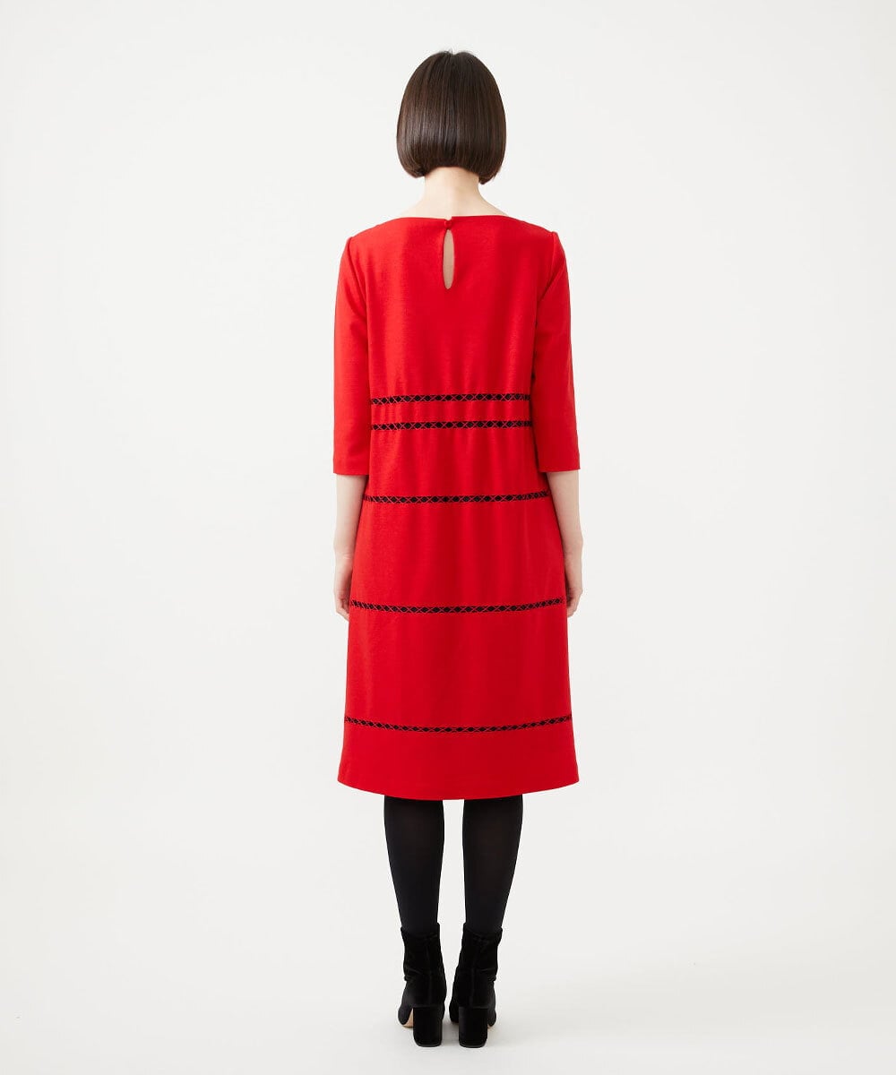 GYPVI01100 Sybilla(シビラ) ◆受注生産◆コードクロス刺繍ドレス レッド