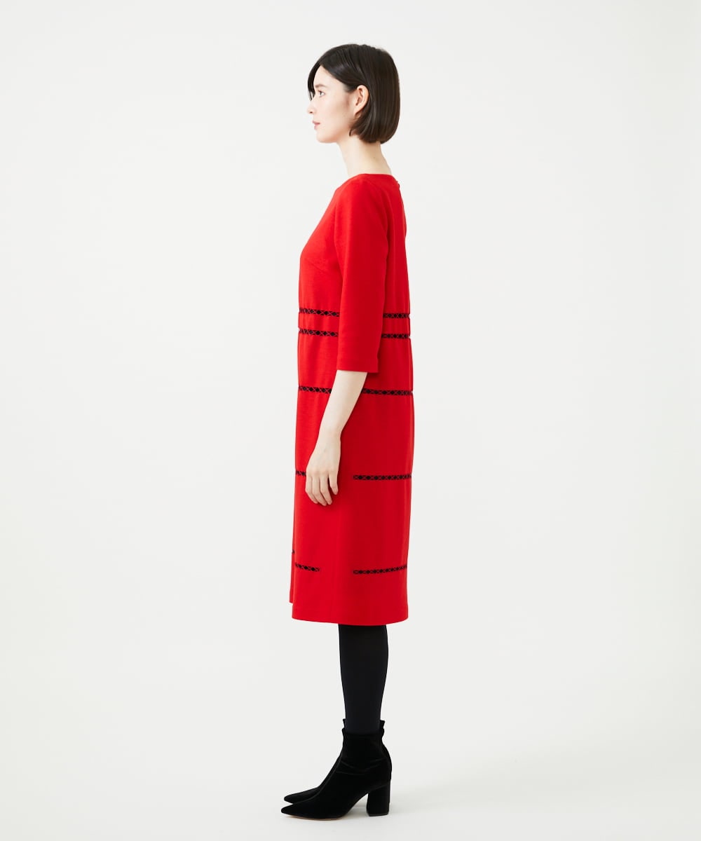 GYPVI01100 Sybilla(シビラ) ◆受注生産◆コードクロス刺繍ドレス レッド