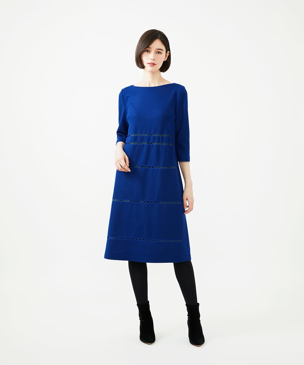 GYPVI01100 Sybilla(シビラ) ◆受注生産◆コードクロス刺繍ドレス ブルー