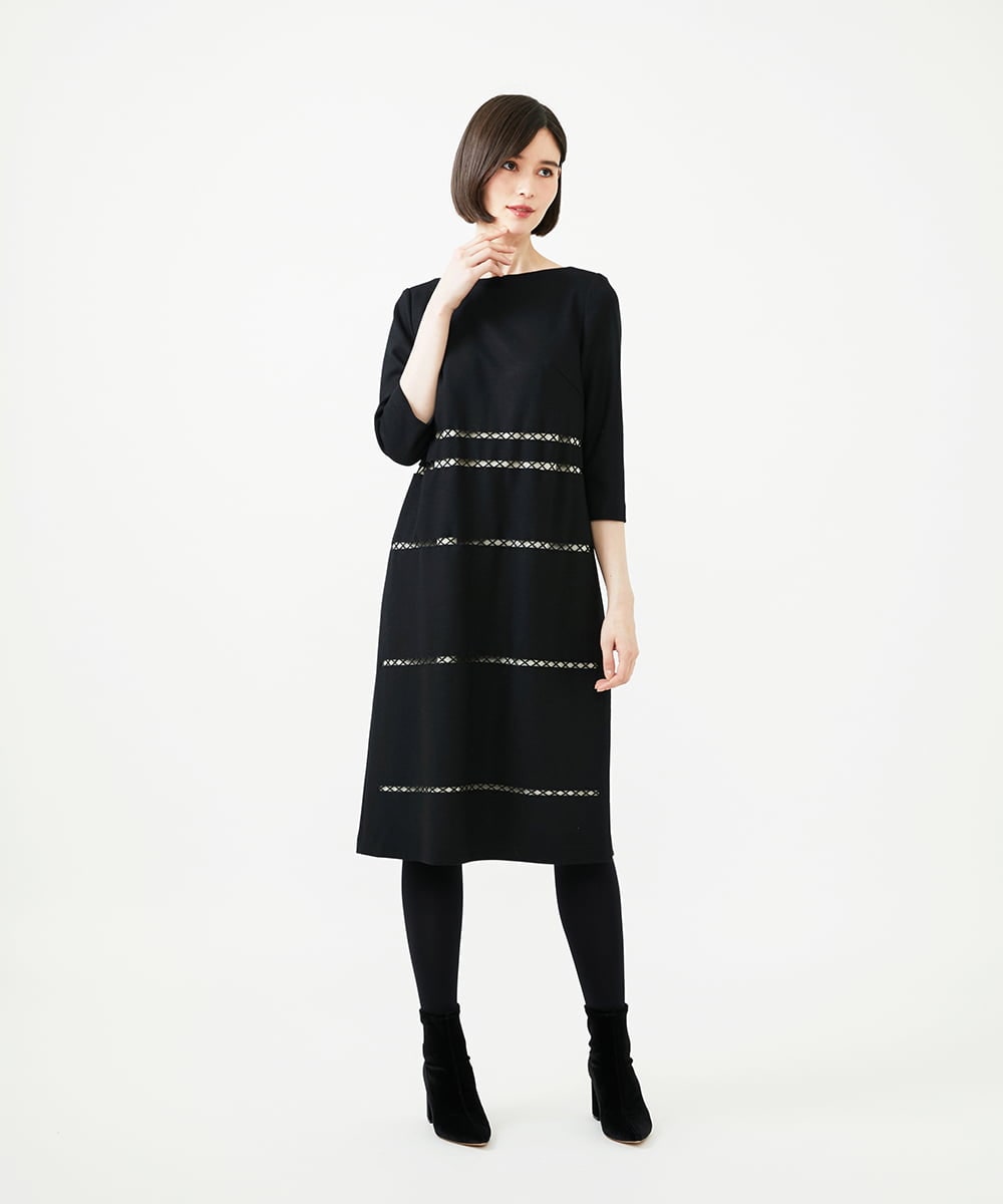 GYPVI01100 Sybilla(シビラ) ◆受注生産◆コードクロス刺繍ドレス ブラック
