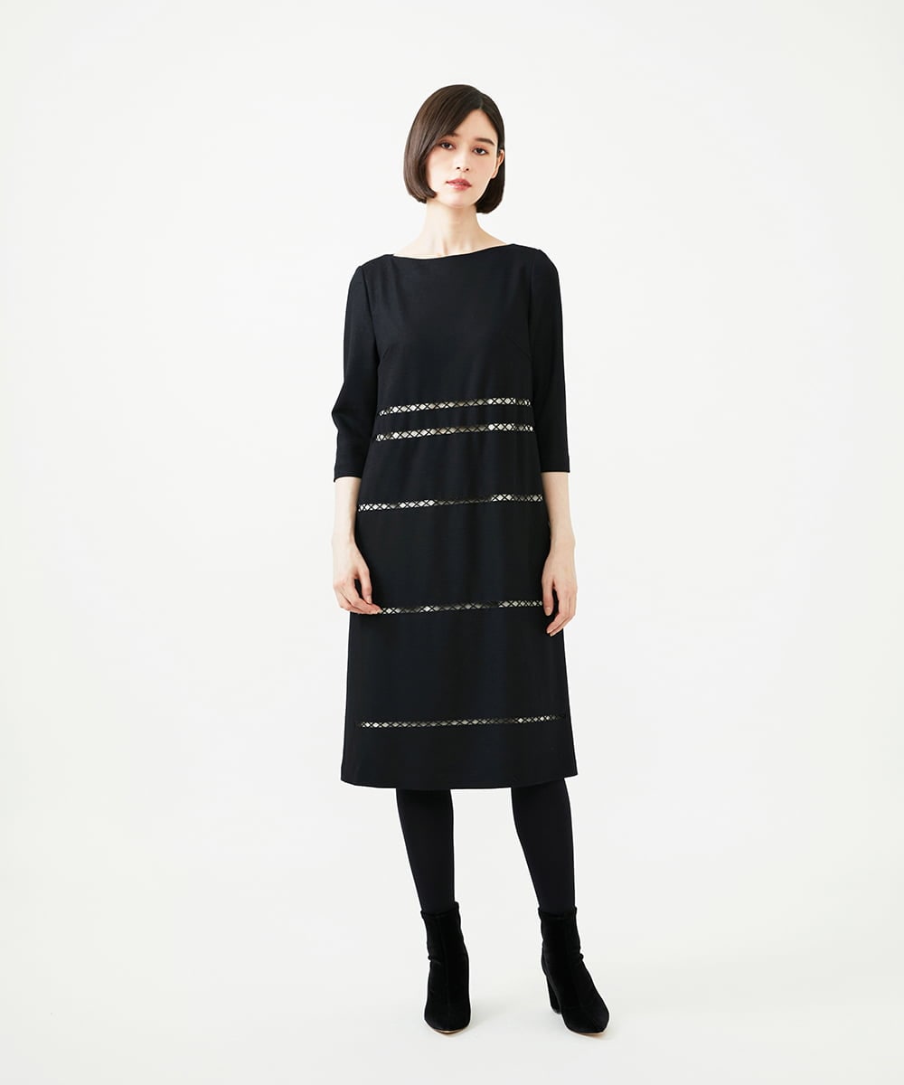 GYPVI01100 Sybilla(シビラ) ◆受注生産◆コードクロス刺繍ドレス ブラック