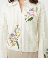 GYSAI01800 Sybilla(シビラ) ◆受注生産◆フラワーハンド刺繍カーディガン オフホワイト
