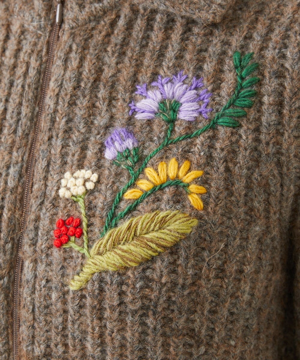 GYSAI01800 Sybilla(シビラ) ◆受注生産◆フラワーハンド刺繍カーディガン ブラウン