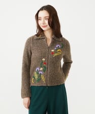 GYSAI01800 Sybilla(シビラ) ◆受注生産◆フラワーハンド刺繍カーディガン ブラウン