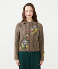 GYSAI01800 Sybilla(シビラ) ◆受注生産◆フラワーハンド刺繍カーディガン ブラウン