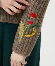 GYSAI01800 Sybilla(シビラ) ◆受注生産◆フラワーハンド刺繍カーディガン ブラウン