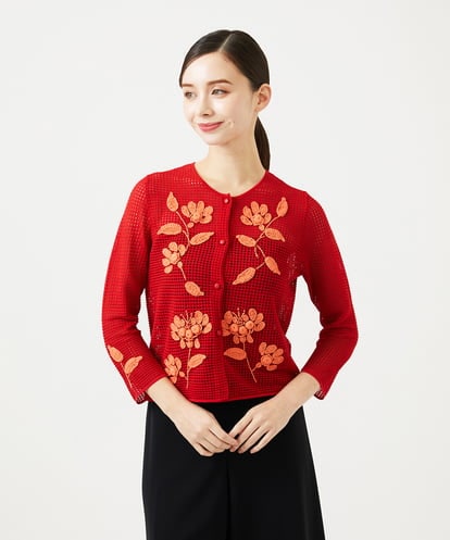 GYSGF01800 Sybilla ◆受注生産◆フラワークロッシェカーディガン(ロングスリーブ)