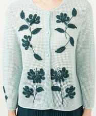 GYSGF01800 Sybilla(シビラ) ◆受注生産◆フラワークロッシェカーディガン(ロングスリーブ) ライトブルー