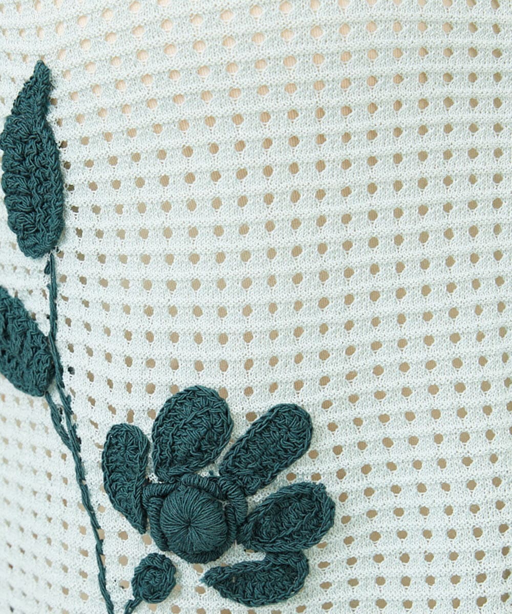 GYSGF01800 Sybilla(シビラ) ◆受注生産◆フラワークロッシェカーディガン(ロングスリーブ) ライトブルー