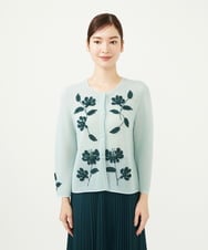 GYSGF01800 Sybilla(シビラ) ◆受注生産◆フラワークロッシェカーディガン(ロングスリーブ) ライトブルー