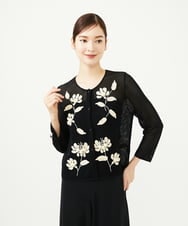 GYSGF01800 Sybilla(シビラ) ◆受注生産◆フラワークロッシェカーディガン(ロングスリーブ) ブラック