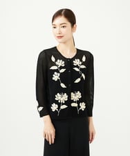 GYSGF01800 Sybilla(シビラ) ◆受注生産◆フラワークロッシェカーディガン(ロングスリーブ) ブラック