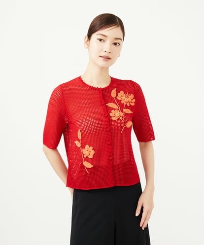 GYSGF02630 Sybilla ◆受注生産◆フラワークロッシェカーディガン(ショートスリーブ)