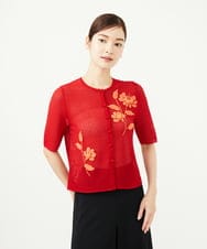 GYSGF02630 Sybilla(シビラ) ◆受注生産◆フラワークロッシェカーディガン(ショートスリーブ) レッド