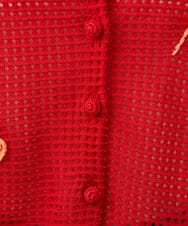 GYSGF02630 Sybilla(シビラ) ◆受注生産◆フラワークロッシェカーディガン(ショートスリーブ) レッド