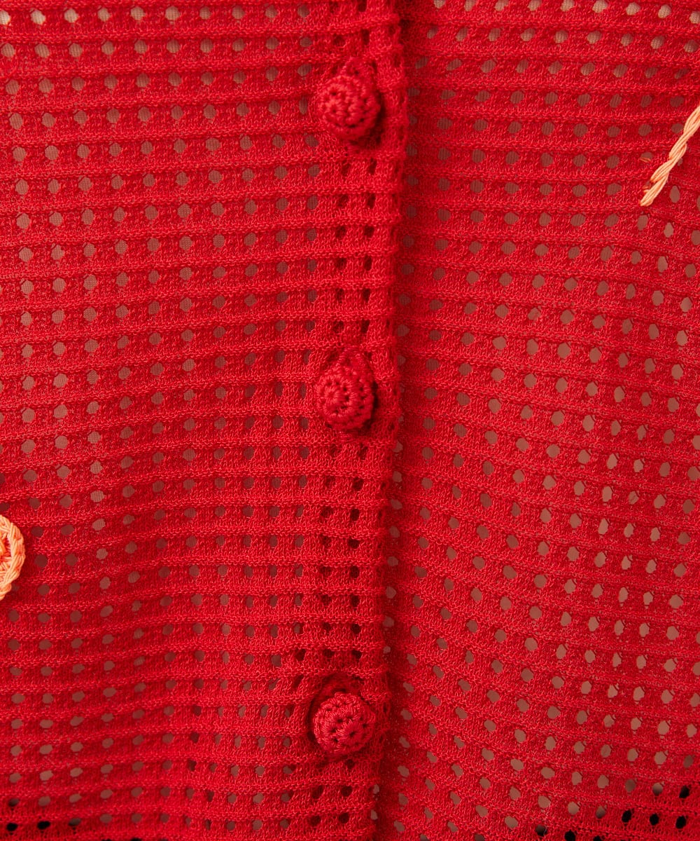 GYSGF02630 Sybilla(シビラ) ◆受注生産◆フラワークロッシェカーディガン(ショートスリーブ) レッド
