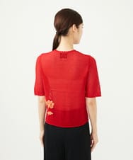GYSGF02630 Sybilla(シビラ) ◆受注生産◆フラワークロッシェカーディガン(ショートスリーブ) レッド