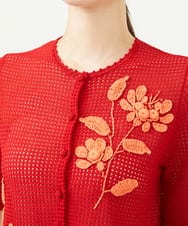 GYSGF02630 Sybilla(シビラ) ◆受注生産◆フラワークロッシェカーディガン(ショートスリーブ) レッド