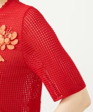 GYSGF02630 Sybilla(シビラ) ◆受注生産◆フラワークロッシェカーディガン(ショートスリーブ) レッド