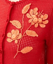 GYSGF02630 Sybilla(シビラ) ◆受注生産◆フラワークロッシェカーディガン(ショートスリーブ) レッド