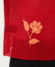 GYSGF02630 Sybilla(シビラ) ◆受注生産◆フラワークロッシェカーディガン(ショートスリーブ) レッド