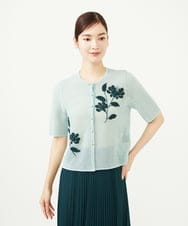 GYSGF02630 Sybilla(シビラ) ◆受注生産◆フラワークロッシェカーディガン(ショートスリーブ) ライトブルー