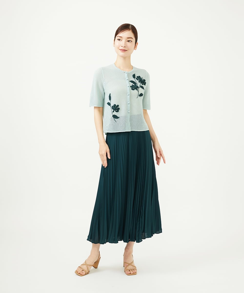 GYSGF02630 Sybilla(シビラ) ◆受注生産◆フラワークロッシェカーディガン(ショートスリーブ) ライトブルー