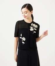 GYSGF02630 Sybilla(シビラ) ◆受注生産◆フラワークロッシェカーディガン(ショートスリーブ) ブラック