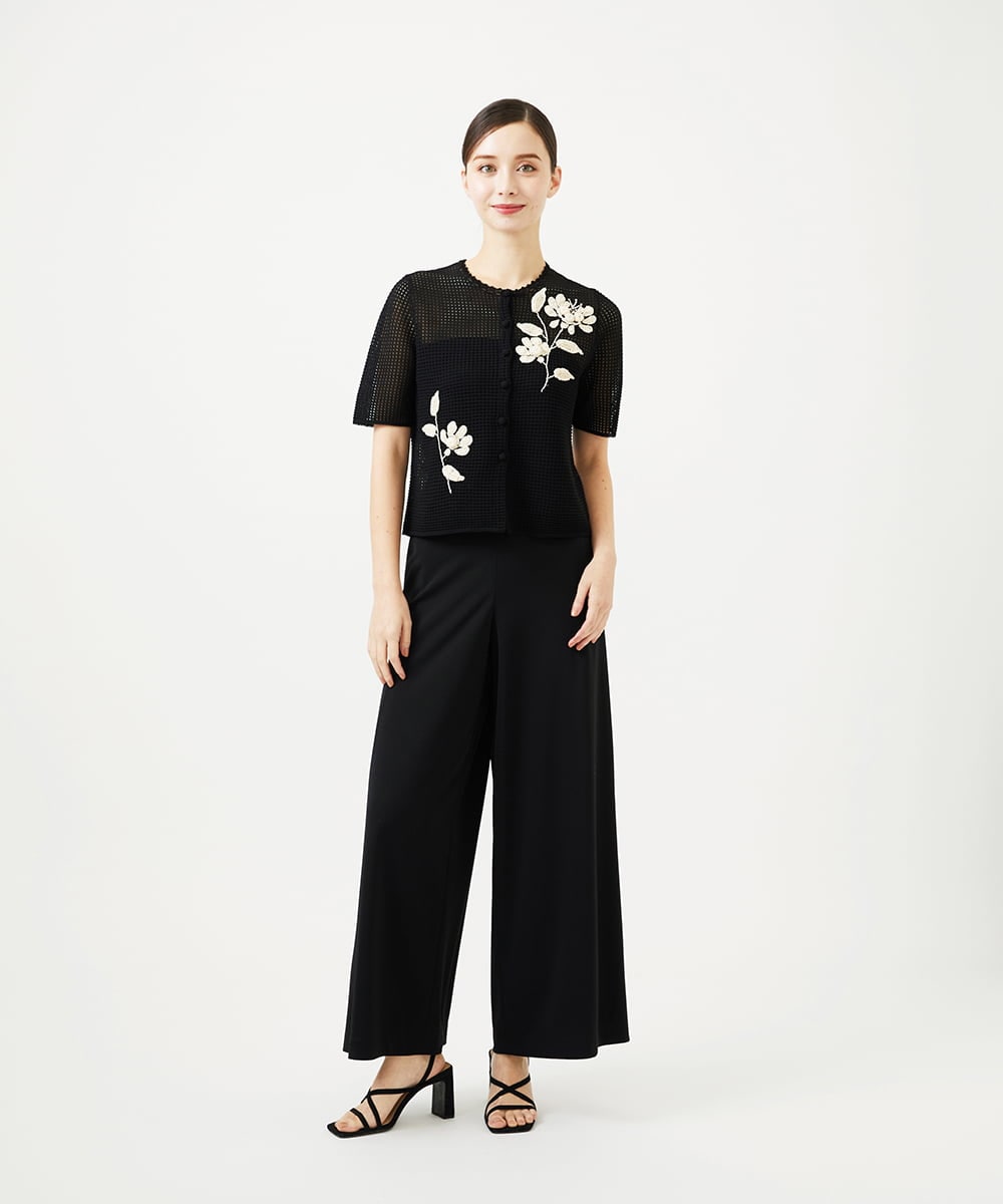 GYSGF02630 Sybilla(シビラ) ◆受注生産◆フラワークロッシェカーディガン(ショートスリーブ) ブラック