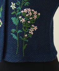 GYSGX01490 Sybilla(シビラ) ◆受注生産につき返品・交換・キャンセル不可◆ボタニカルガーデン刺繍メッシュ編みニットジャケット ネイビー