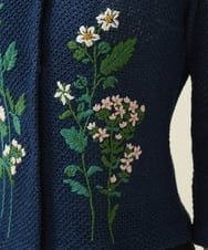 GYSGX01490 Sybilla(シビラ) ◆受注生産につき返品・交換・キャンセル不可◆ボタニカルガーデン刺繍メッシュ編みニットジャケット ネイビー