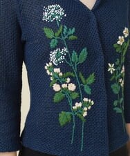 GYSGX01490 Sybilla(シビラ) ◆受注生産につき返品・交換・キャンセル不可◆ボタニカルガーデン刺繍メッシュ編みニットジャケット ネイビー