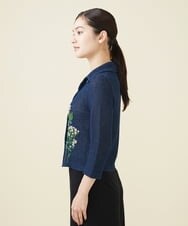 GYSGX01490 Sybilla(シビラ) ◆受注生産につき返品・交換・キャンセル不可◆ボタニカルガーデン刺繍メッシュ編みニットジャケット ネイビー